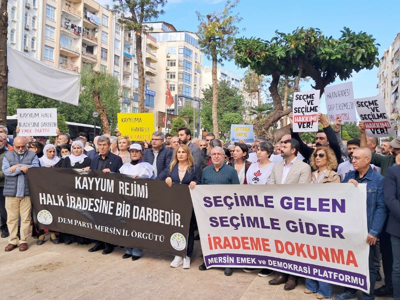 Mersinde kayyum protestosu...