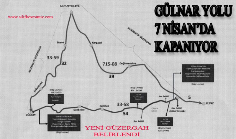 Glnar iin yol kapama uyars...
