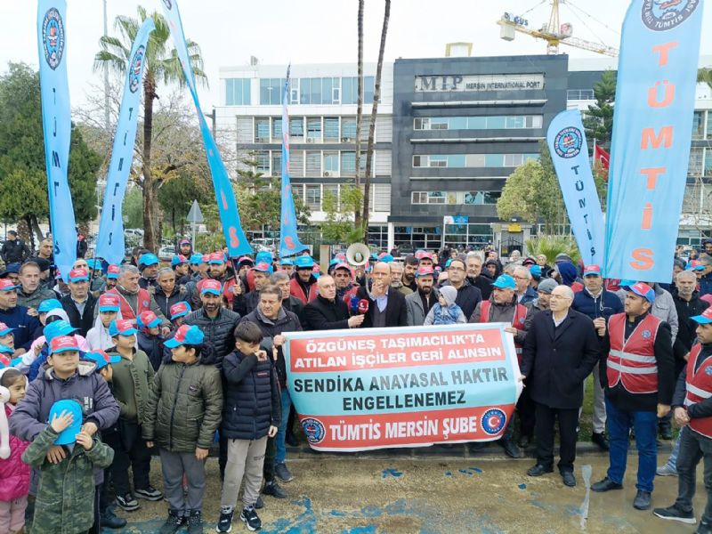 Liman i��isinden �ocuklarla eylem!...