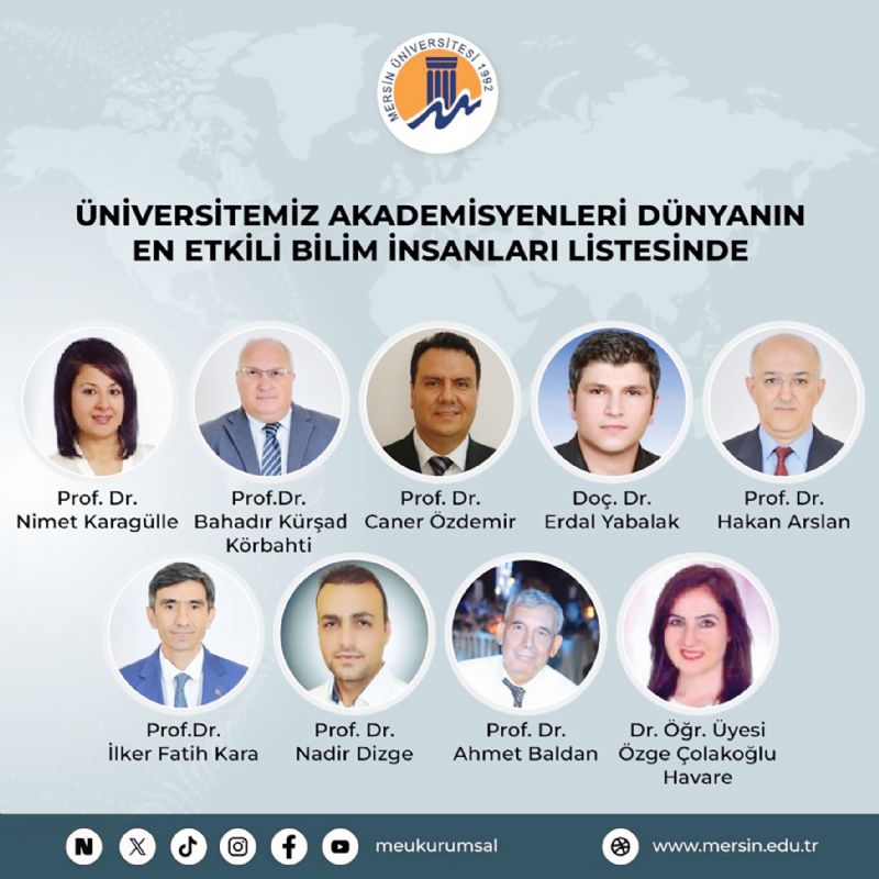 Mersinden 9 isim dnya bilim insanlar listesinde...