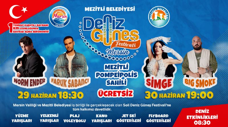 Mezitli’de deniz g�ne� festivali co�kusu ba�l�yor...