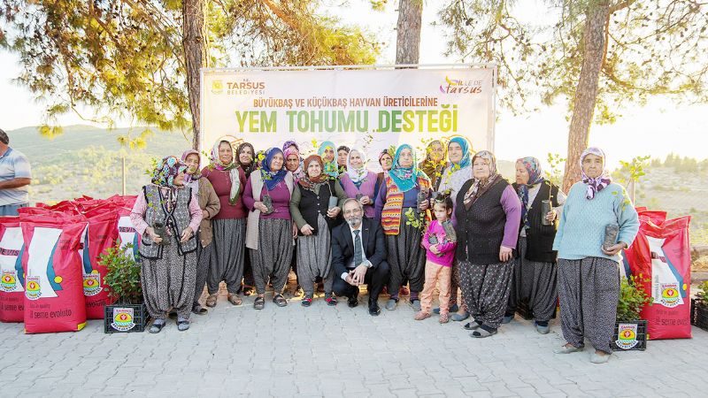 Tarsus Belediyesinden  8 kyde 100 reticiye destek...