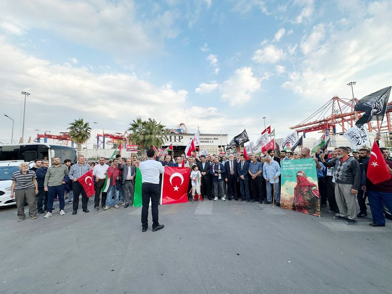 Mersin Limannda gergin srail protestosu!...