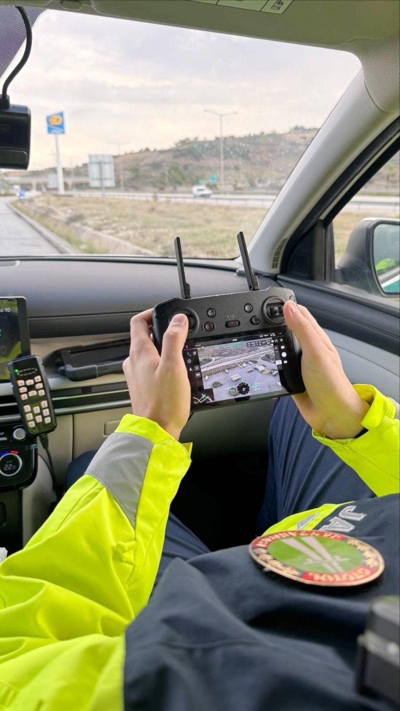 Otoyolda drone destekli trafik denetimi var