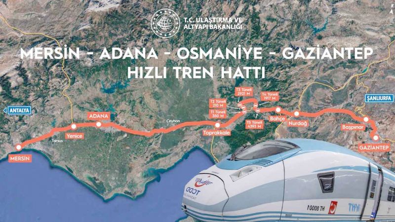 Gaziantep-Mersin aras 2 saat 15 dakikaya inecek...