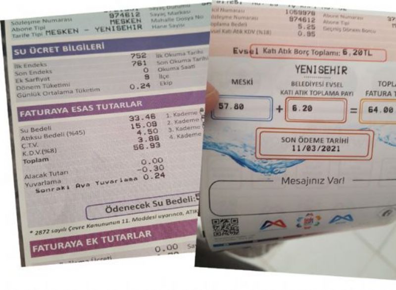 MERS�NL� KABARIK  SU FATURASINDAN DERTL�!...